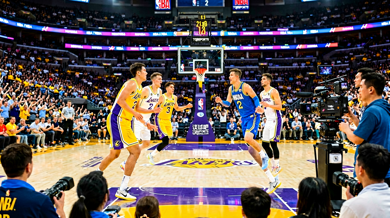 NBA湖人对阵勇士篮球比赛现场
